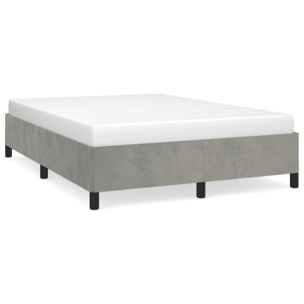 Bed Frame without Mattress Light Gray 59.8"x79.9" Queen Velvet