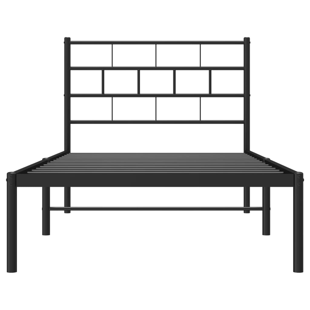 Metal Bed Frame without Mattress with Headboard Black 39.4"x74.8"