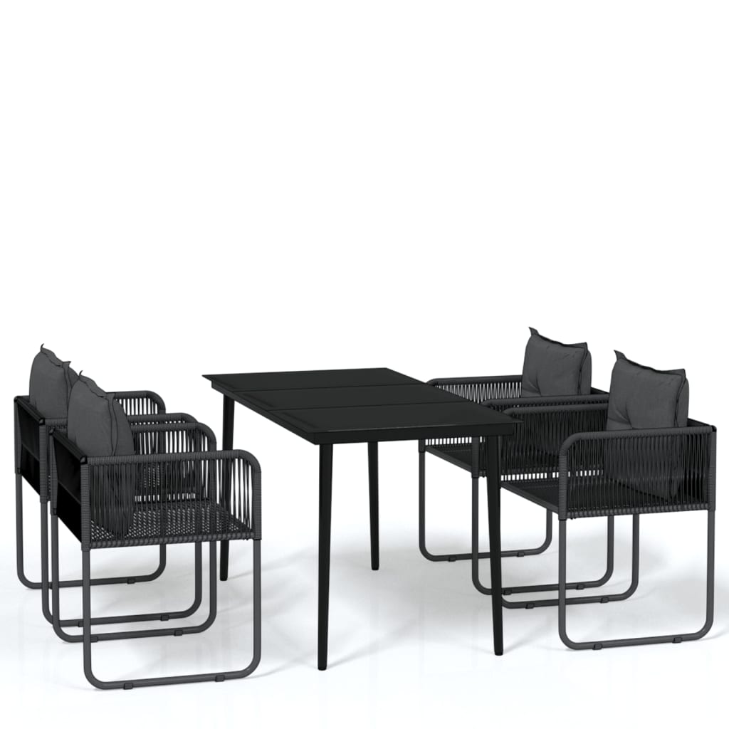 5 Piece Patio Dining Set Black