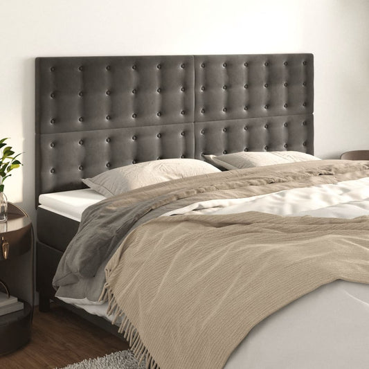 Headboards 4 pcs Dark Gray 35.4"x2"x30.7"/34.6" Velvet