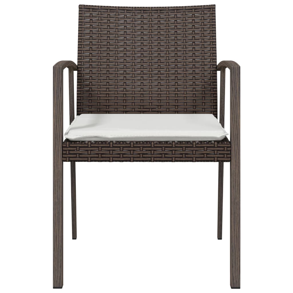 Patio Chairs with Cushions 4 pcs Brown 22.2"x22.4"x32.7" Poly Rattan