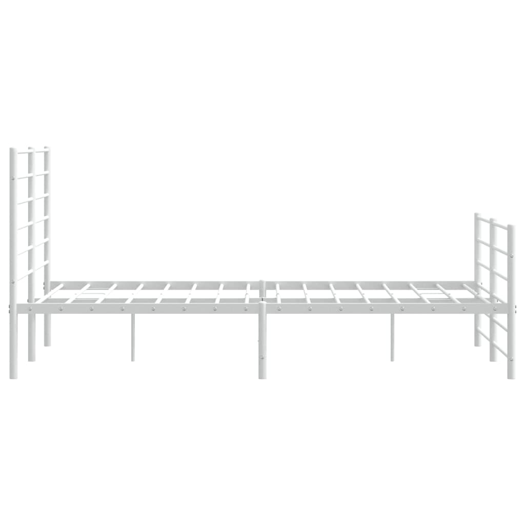 Metal Bed Frame without Mattress with Footboard White 59.1"x78.7"