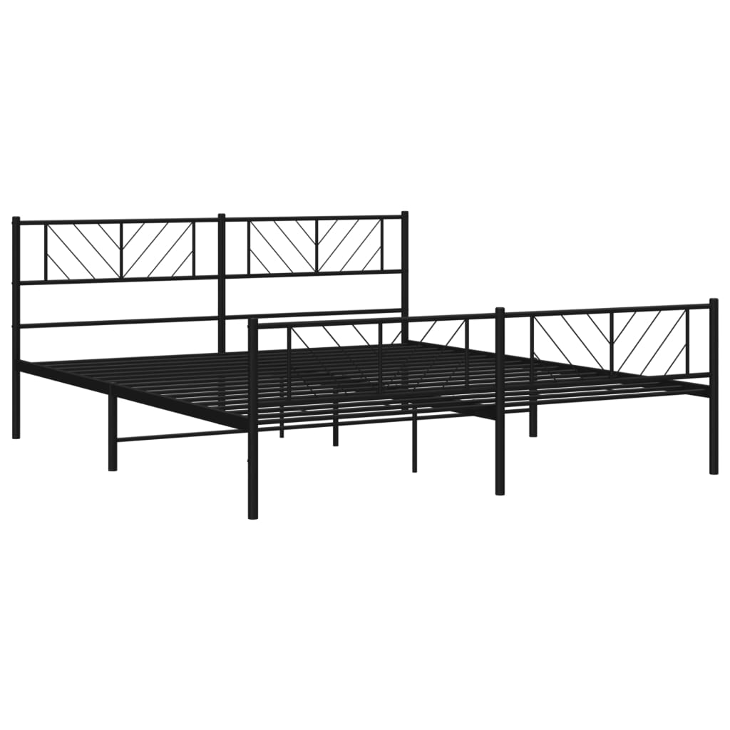 Metal Bed Frame without Mattress with Footboard Black 72"x83.9"