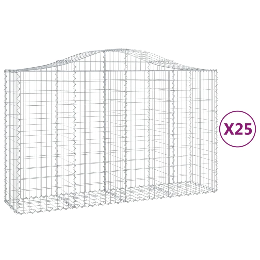 Arched Gabion Baskets 25 pcs 78.7"x19.7"x47.2"/55.1" Galvanized Iron