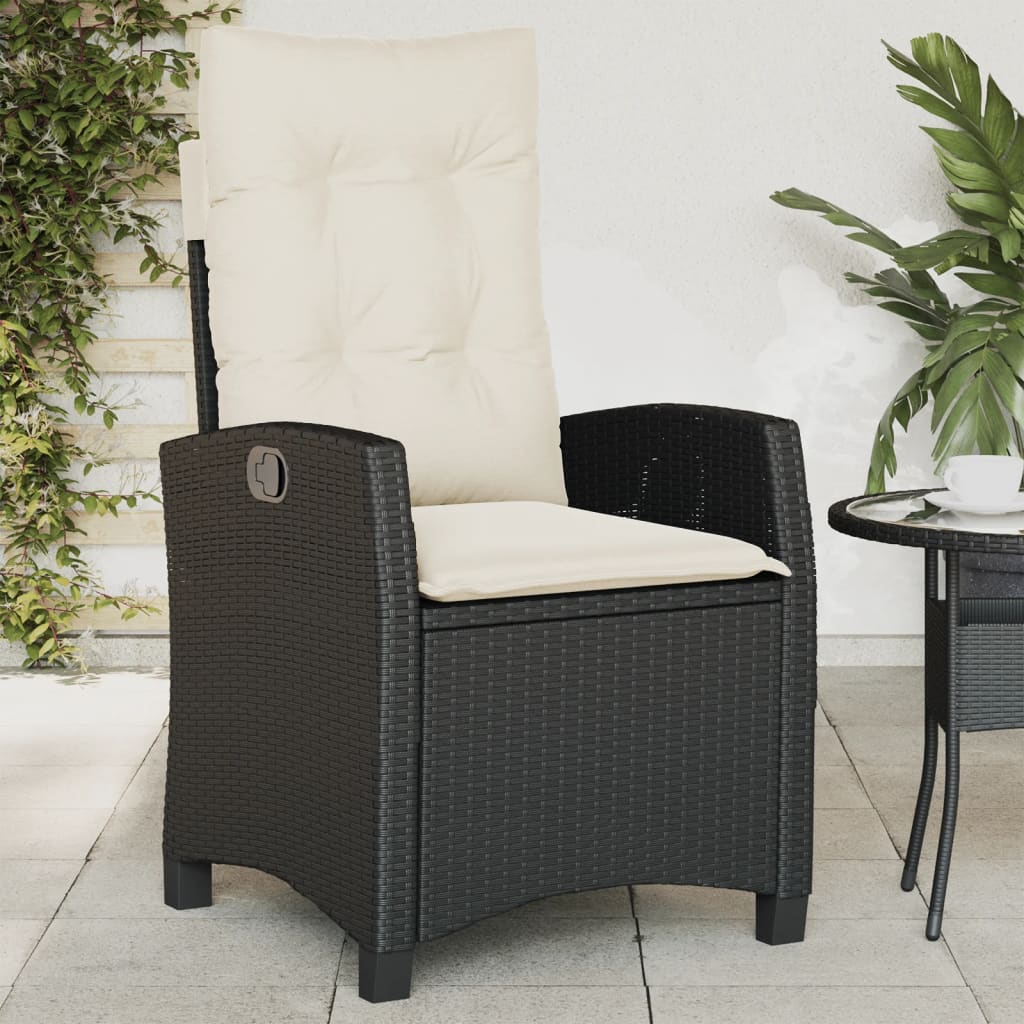 Reclining Patio Chair with Footrest Brown Poly Rattan