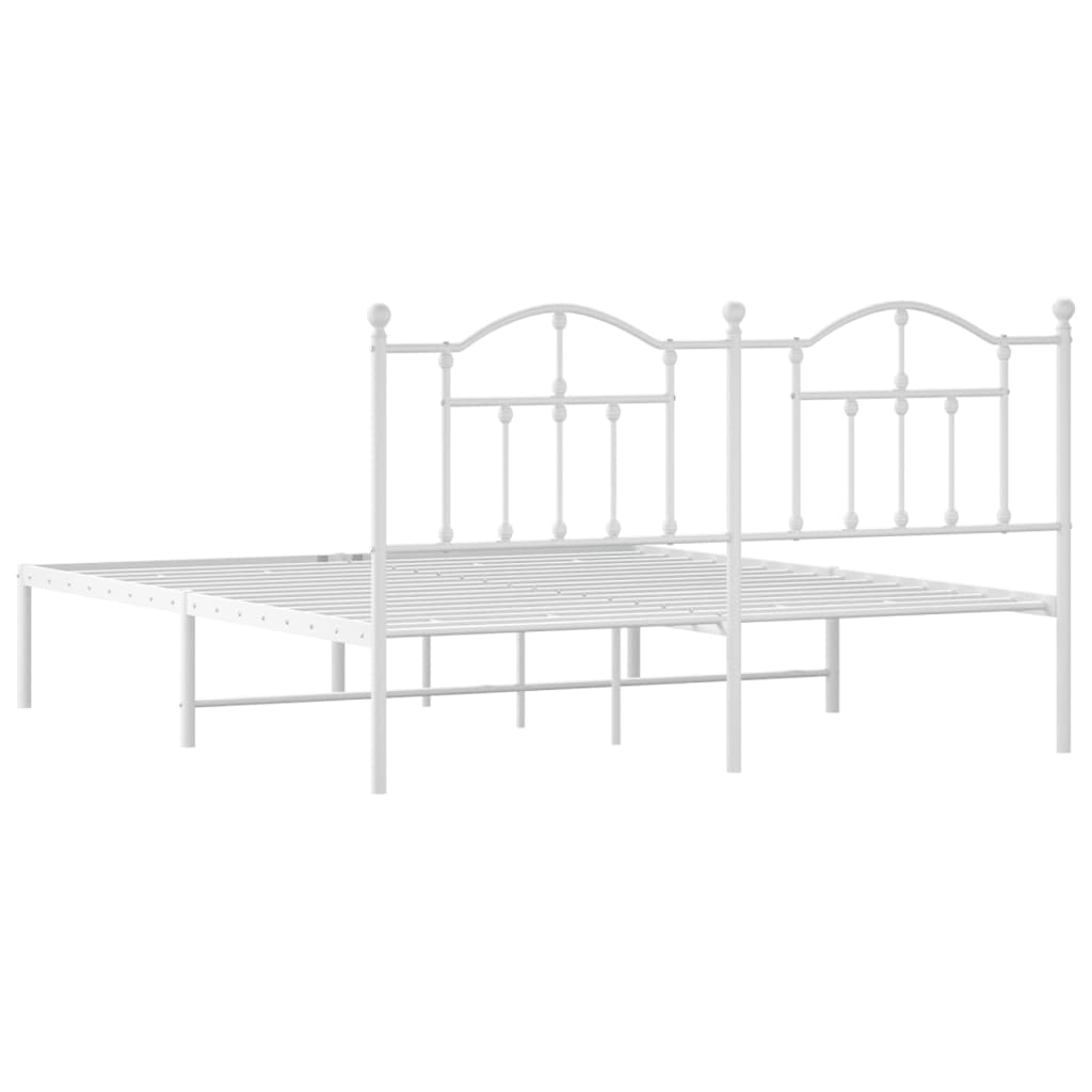 Metal Bed Frame without Mattress with Headboard White 72"x83.9"