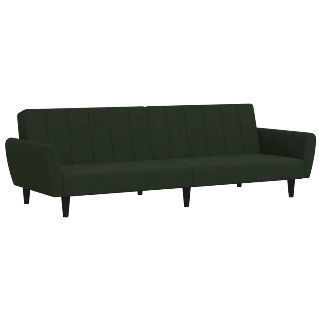 2-Seater Sofa Bed Dark Green Velvet