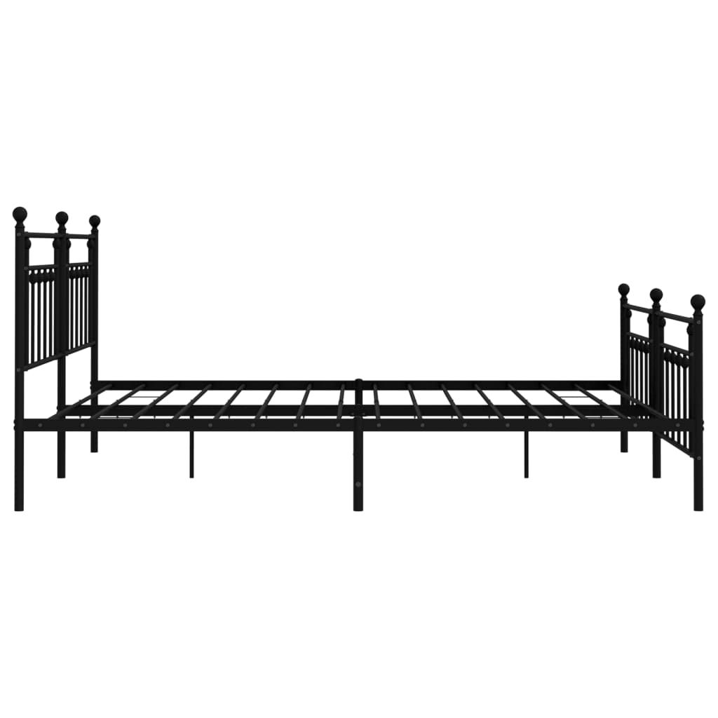 Metal Bed Frame without Mattress with Footboard Black 76"x79.9"