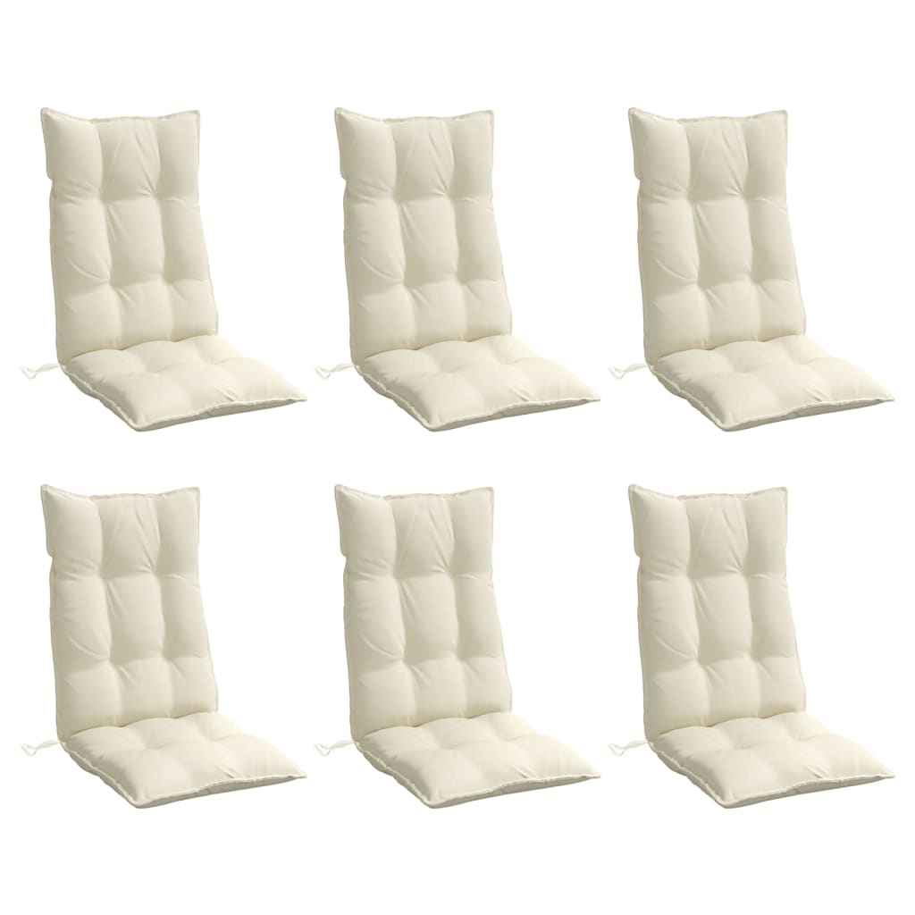 Highback Chair Cushions 6 pcs Cream Oxford Fabric