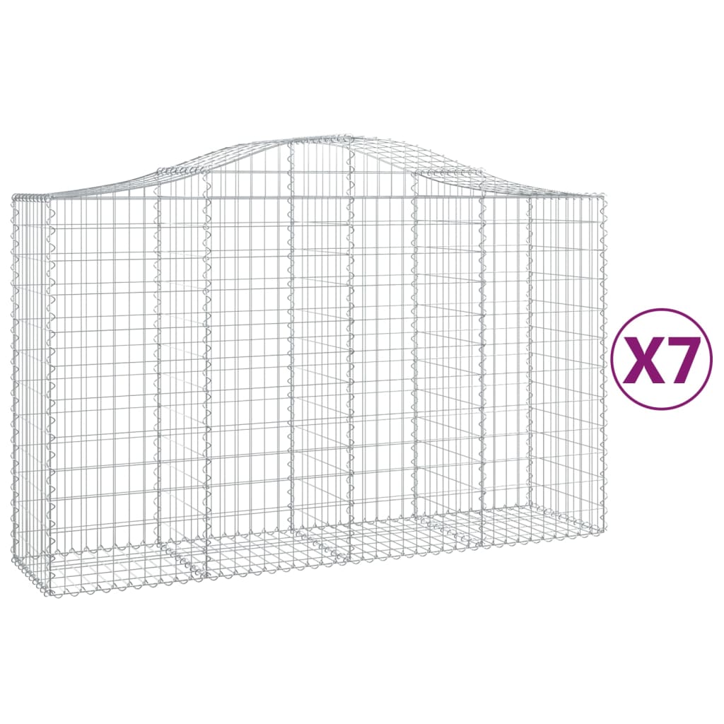 Arched Gabion Baskets 7 pcs 78.7"x19.7"x47.2"/55.1" Galvanized Iron