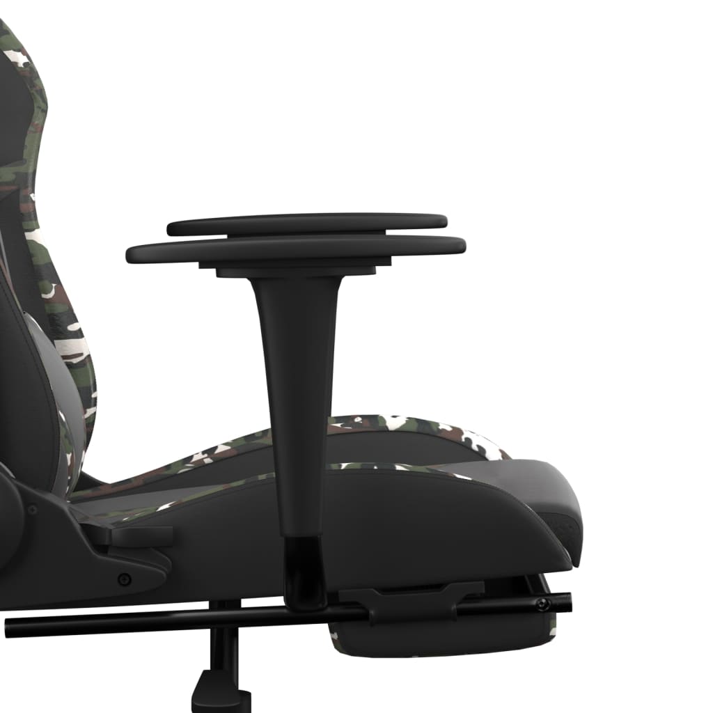 Gaming Chair with Footrest Black and Camouflage Faux Leather