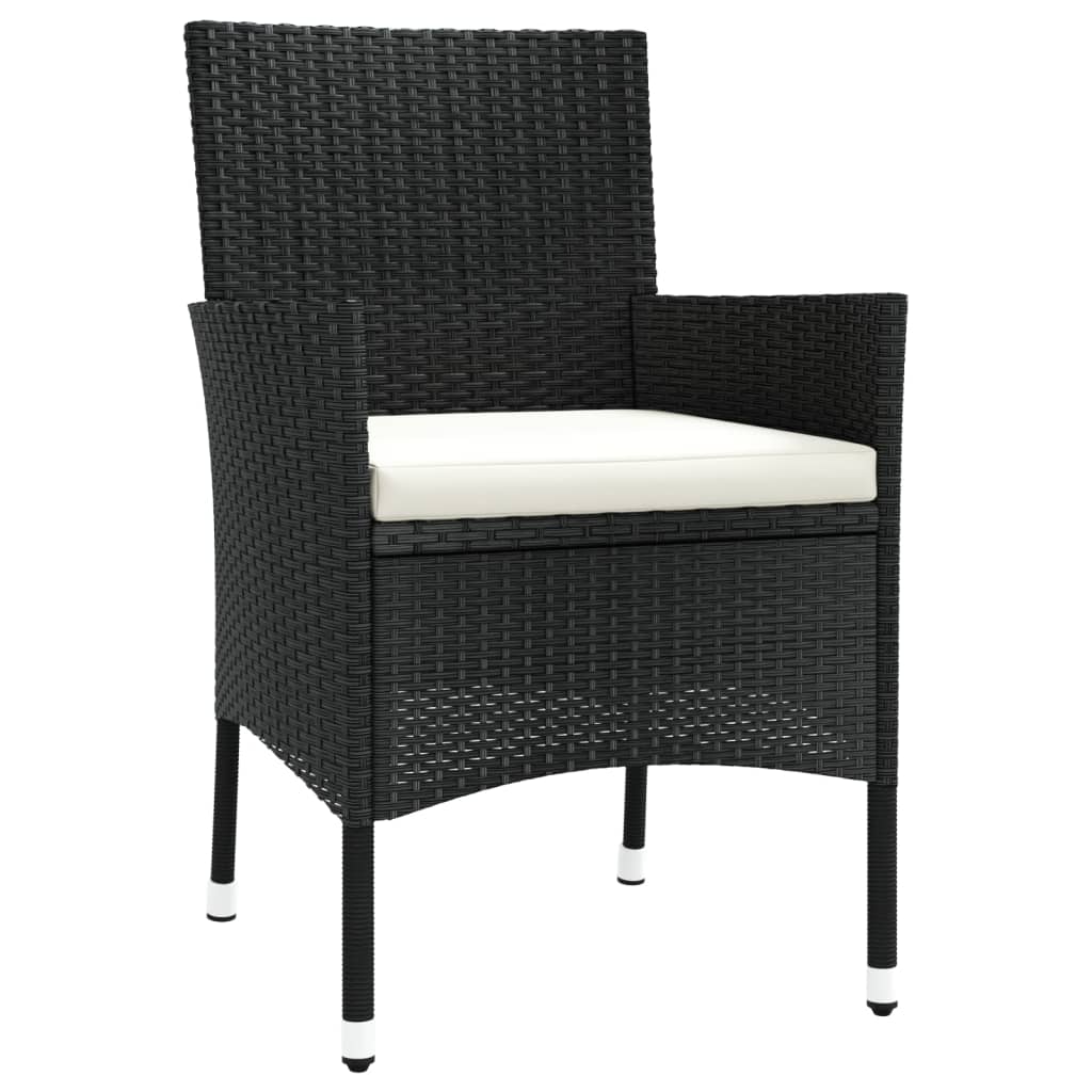 Patio Chairs with Cushions 4 pcs Poly Rattan Black