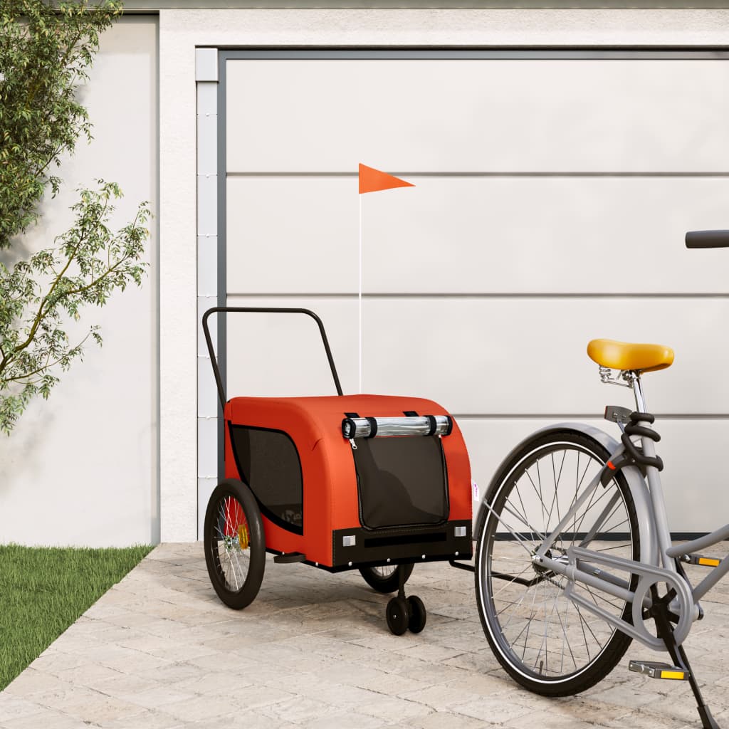 Pet Bike Trailer Gray and Black Oxford Fabric and Iron