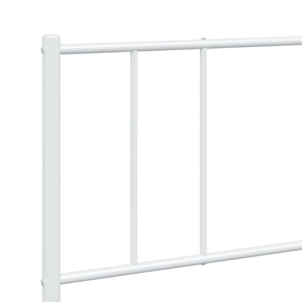 Metal Bed Frame without Mattress with Footboard White 76"x79.9"