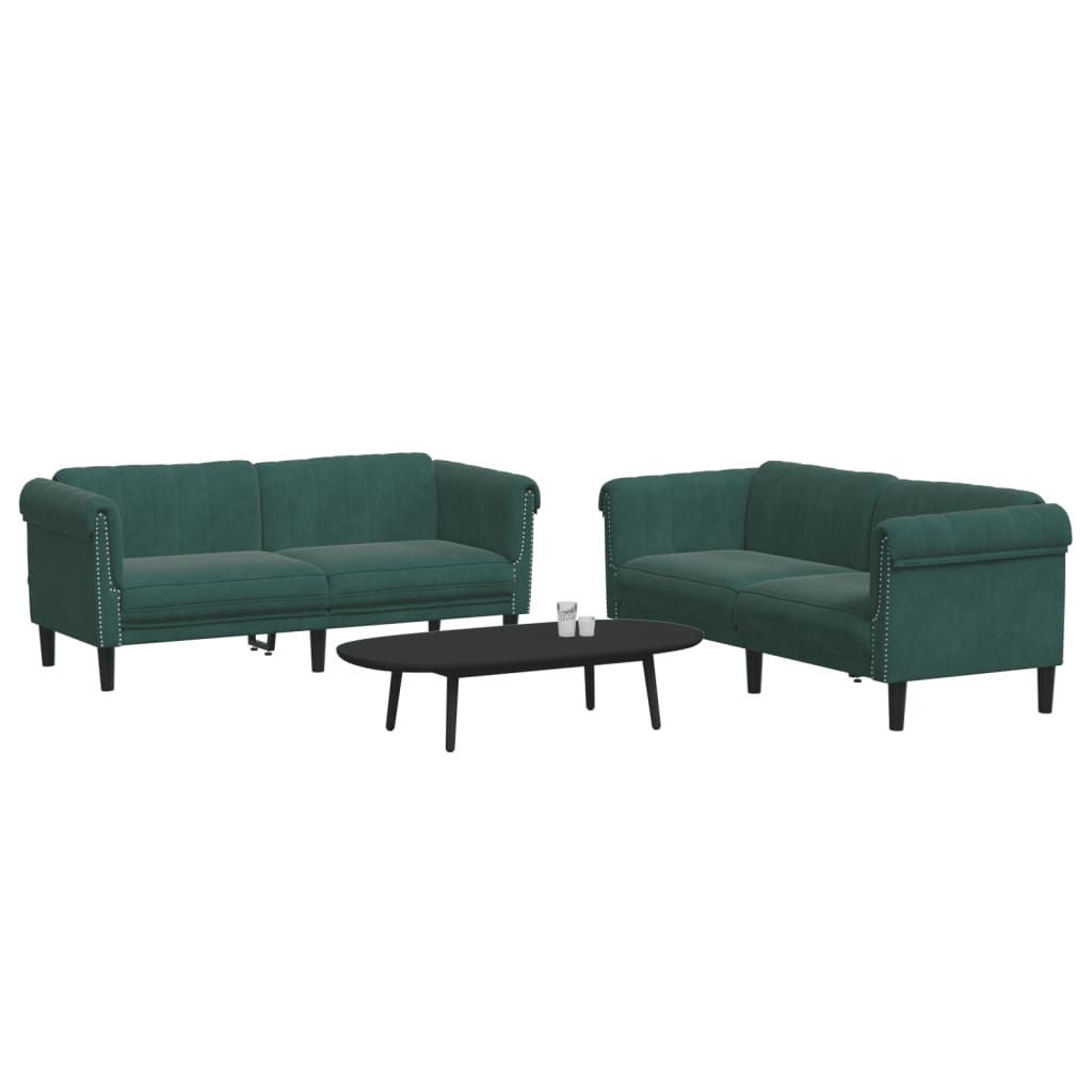 2 Piece Sofa Set Dark Green Velvet