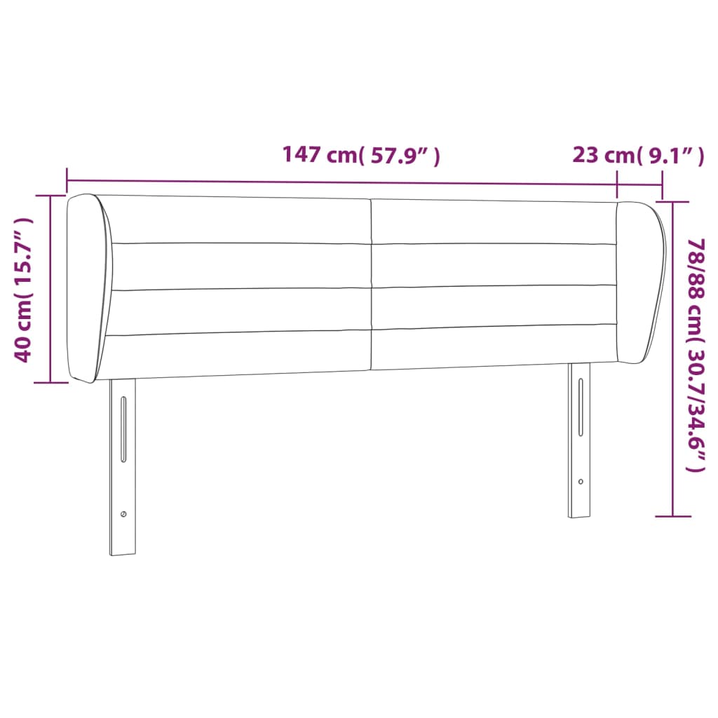 Headboard with Ears Light Gray 57.9"x9.1"x30.7"/34.6" Velvet