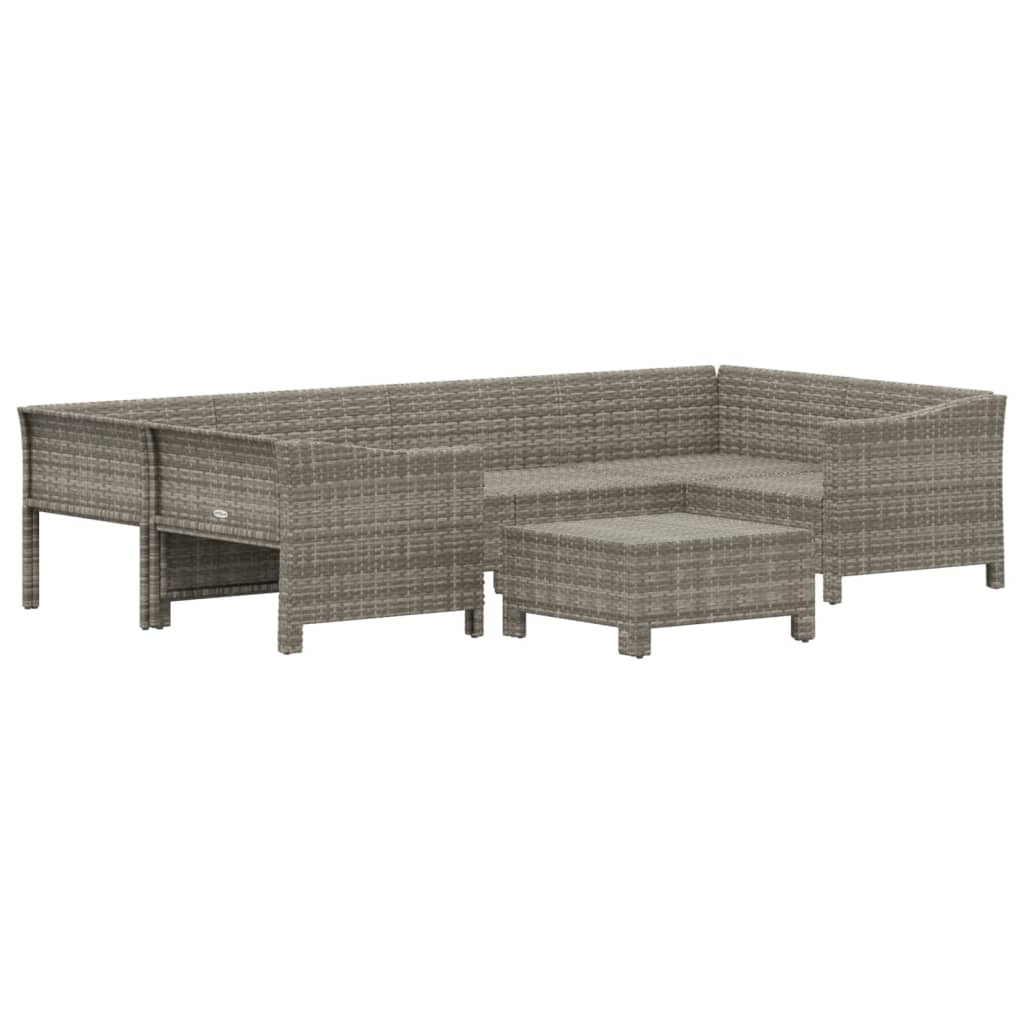 7 Piece Patio Lounge Set with Cushions Gray Poly Rattan