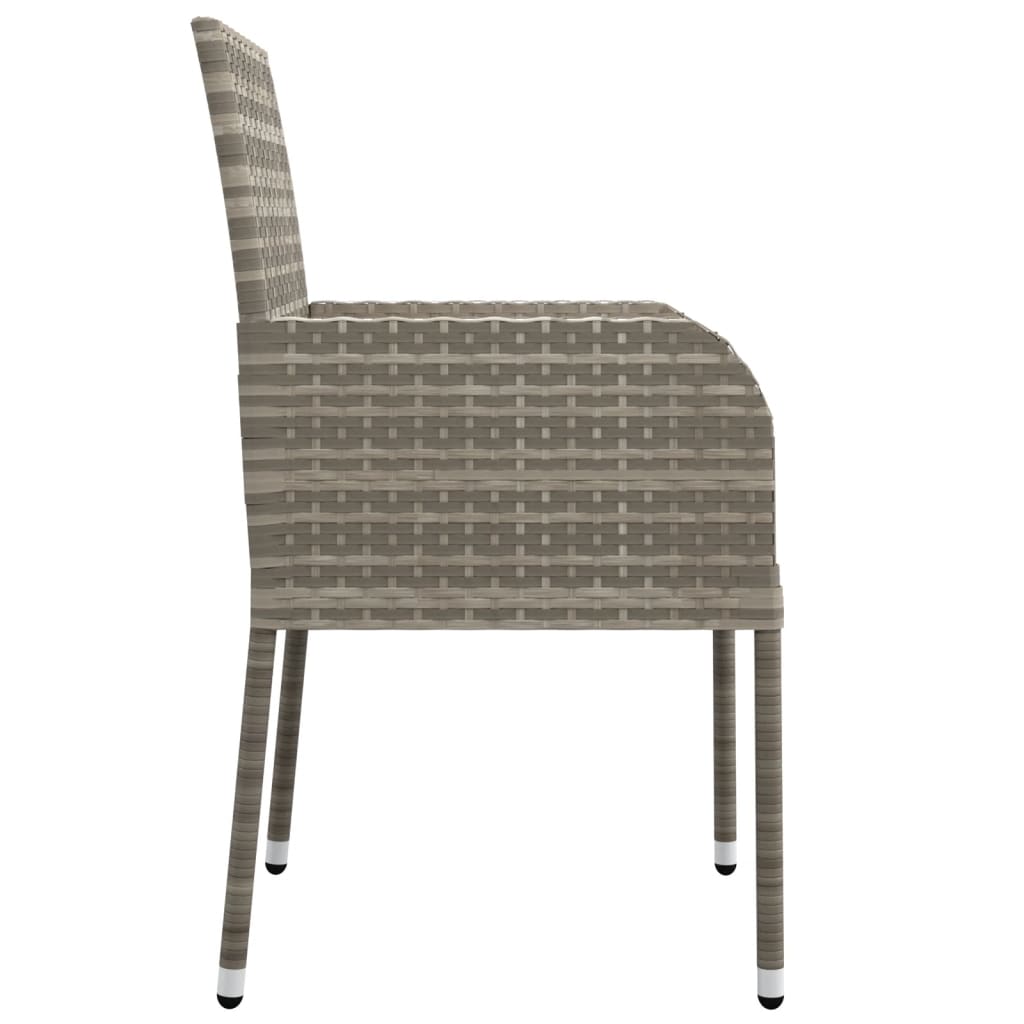 Patio Chairs with Cushions 4 pcs Poly Rattan Gray