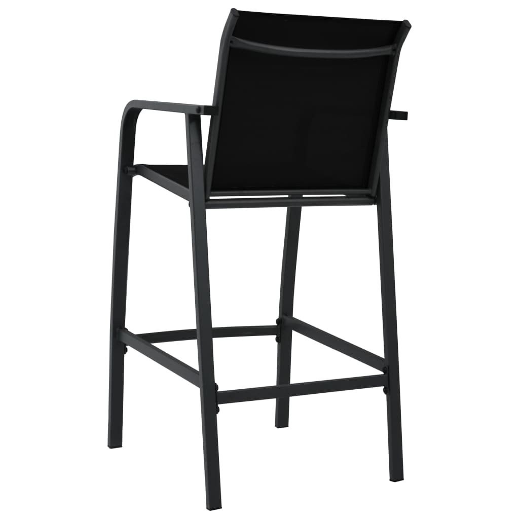 Patio Bar Chairs 2 pcs Black Textilene