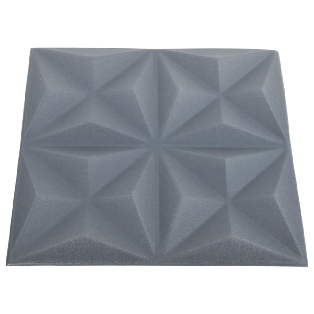 3D Wall Panels 48 pcs 19.7"x19.7" Origami Gray 129.2 ft��