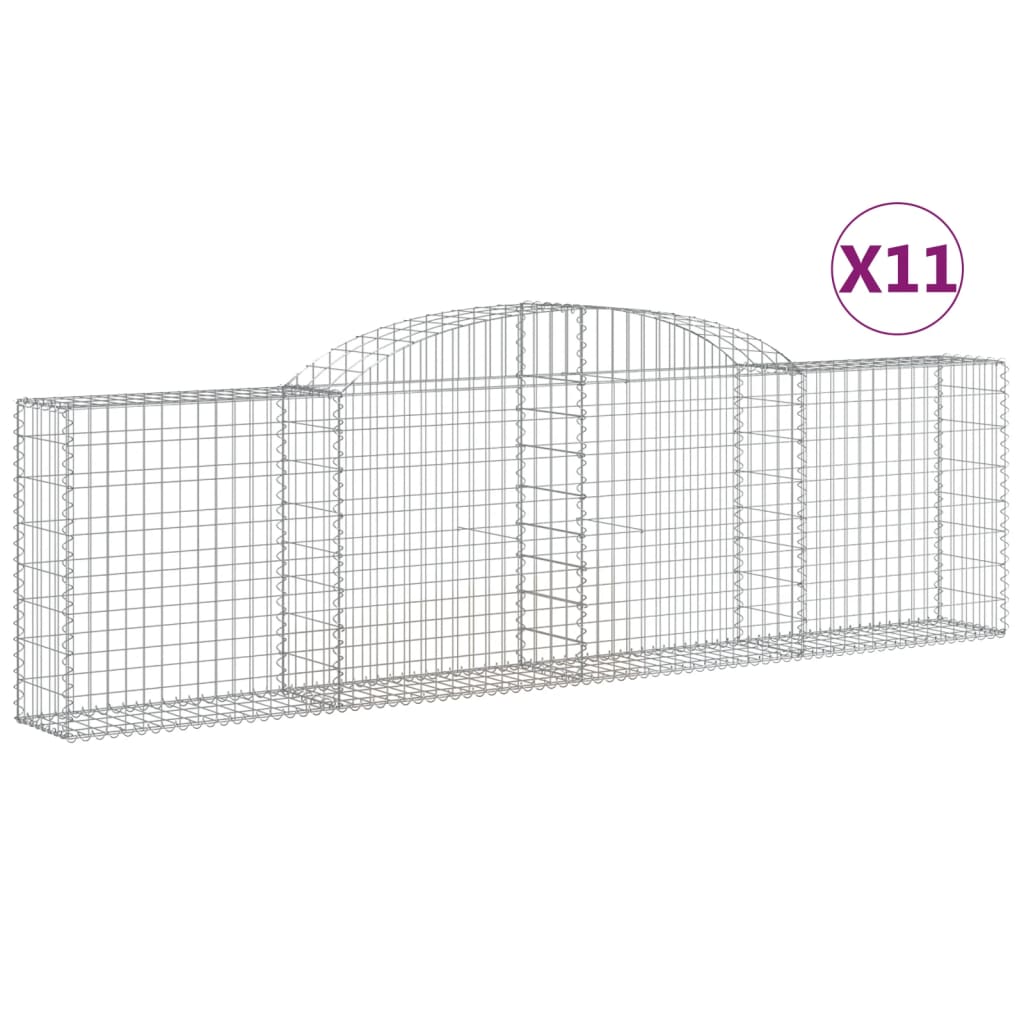 Arched Gabion Baskets 11 pcs 118.1"x11.8"x31.5"/39.4" Galvanized Iron