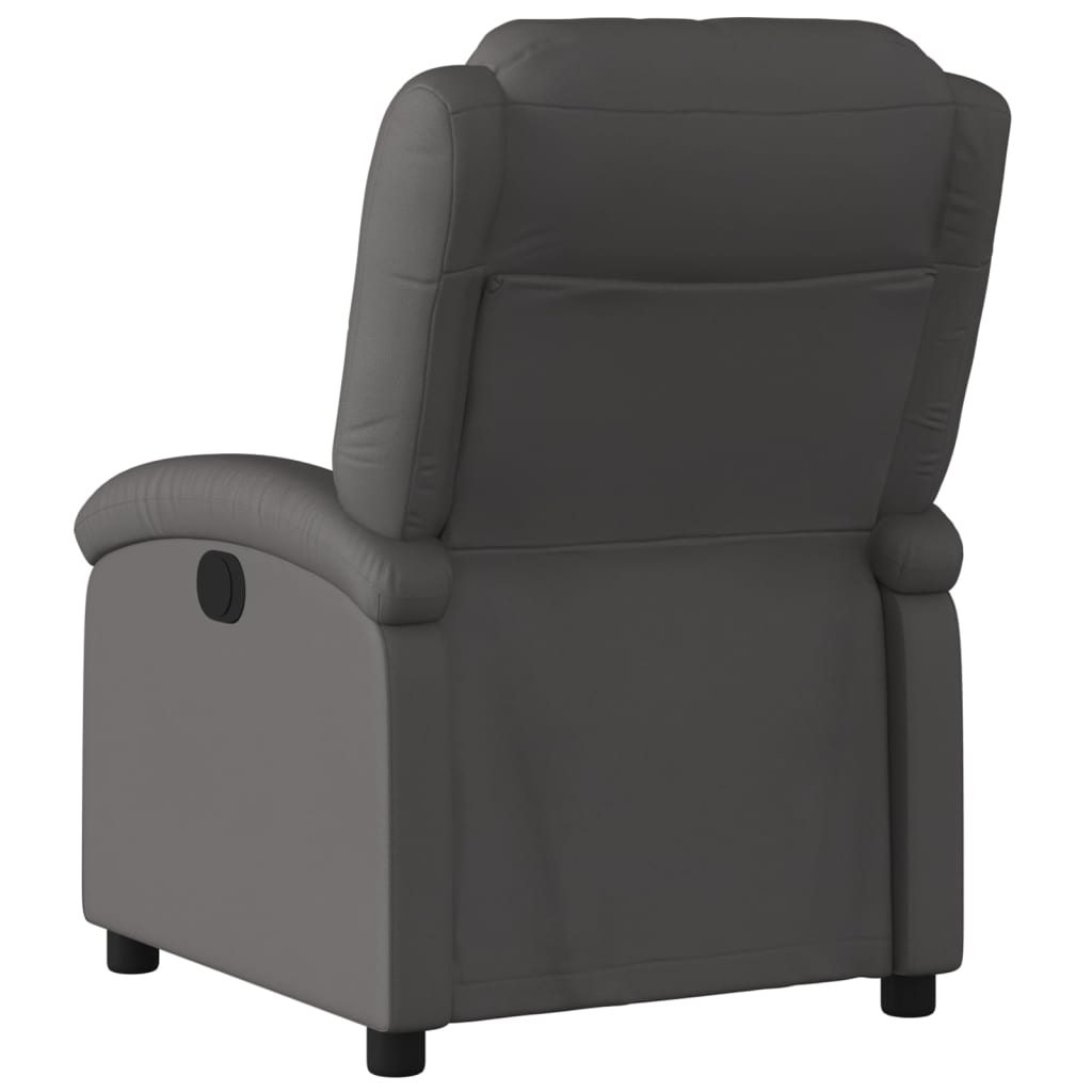 Recliner Chair Gray Real Leather