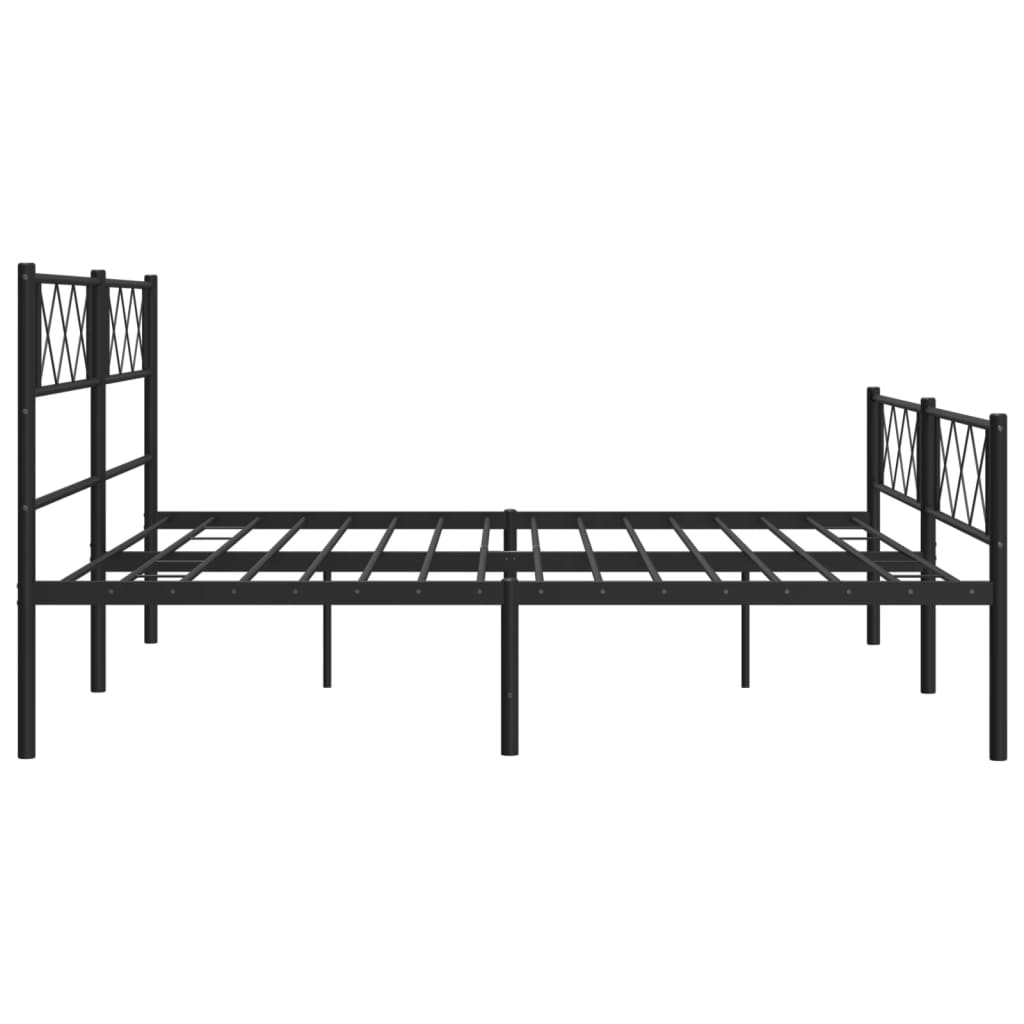 Metal Bed Frame without Mattress with Footboard Black 76"x79.9"