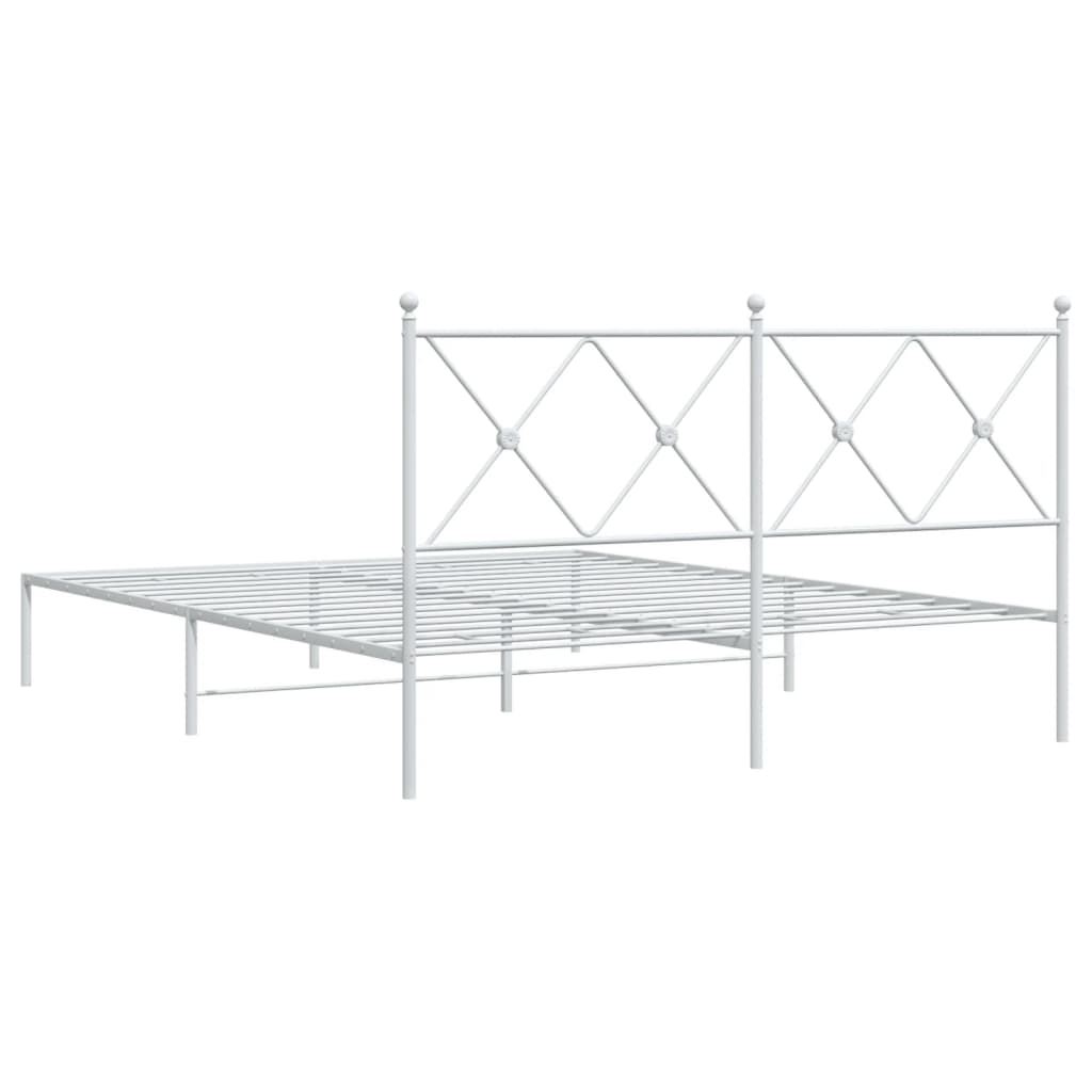 Metal Bed Frame without Mattress with Headboard White 59.1"x78.7"