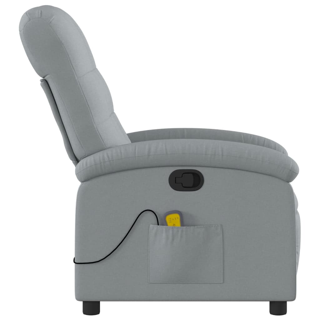 Massage Recliner Chair Light Gray Fabric