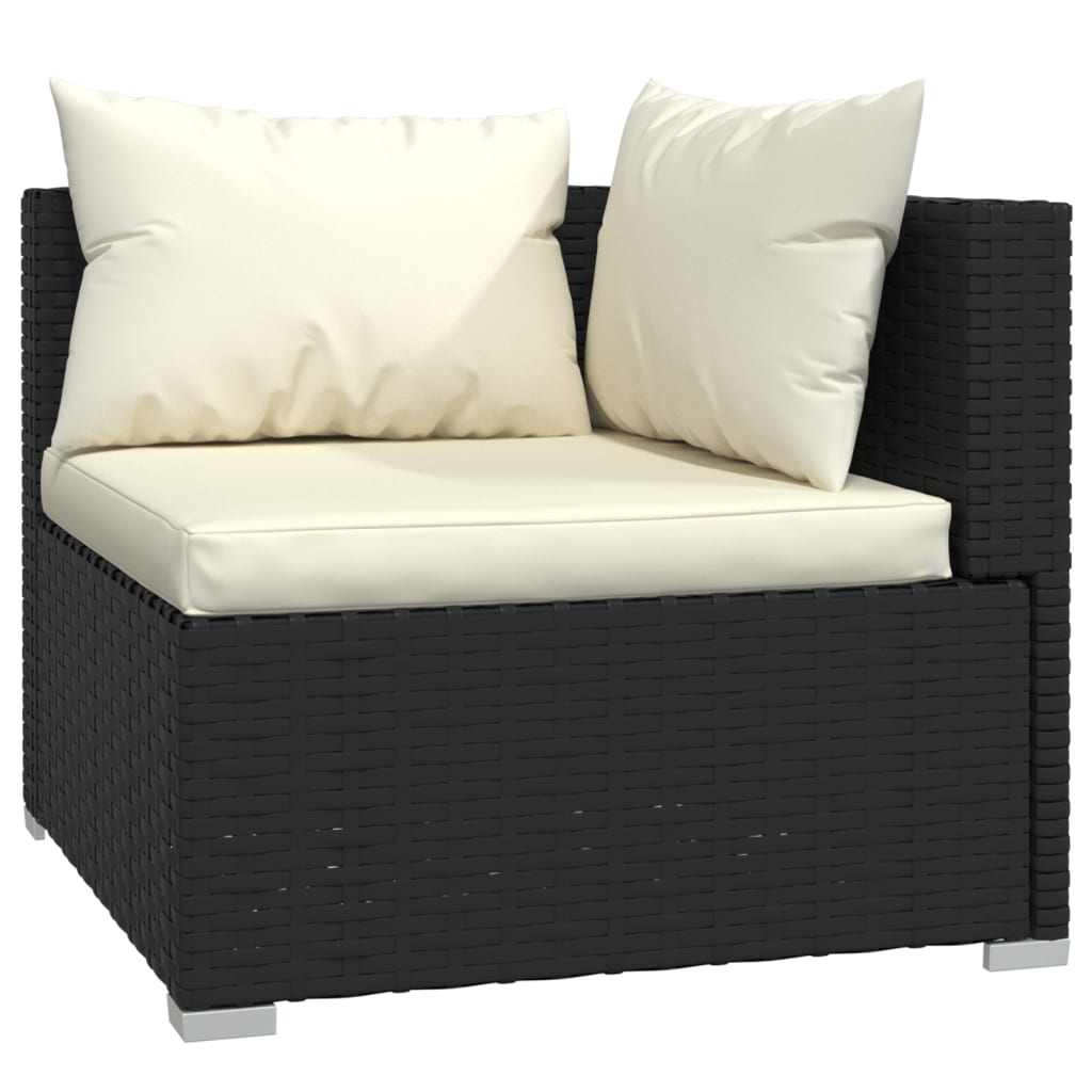 5 Piece Garden Lounge Set with Cushions Poly Rattan Black