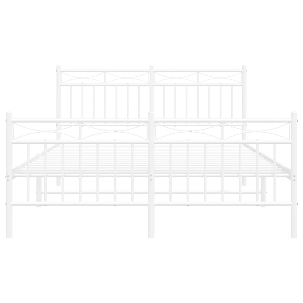 Metal Bed Frame without Mattress with Footboard White 53.1"x74.8"