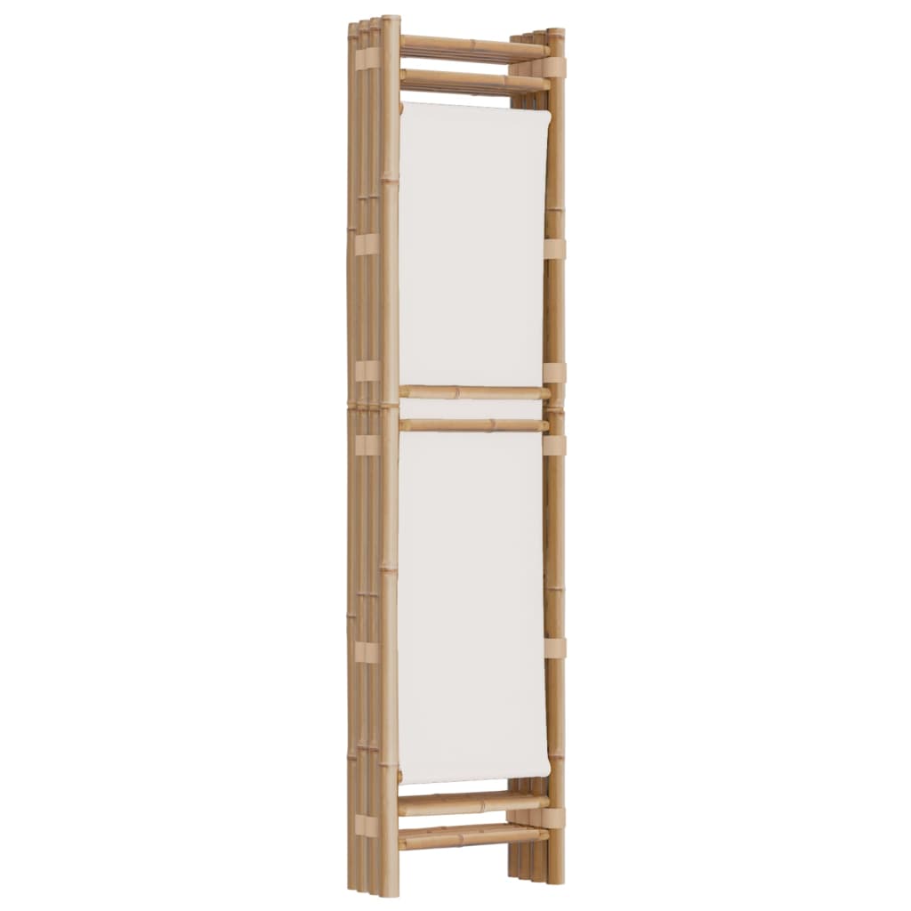 Folding 4-Panel Room Divider 63" Bamboo and Canvas