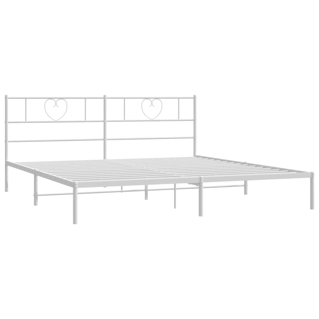 Metal Bed Frame without Mattress with Headboard White 76"x79.9"