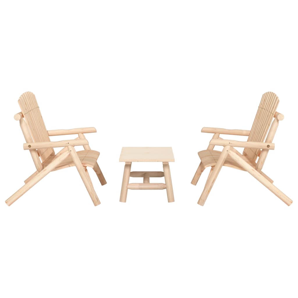 3 Piece Patio Lounge Set Solid Wood Spruce