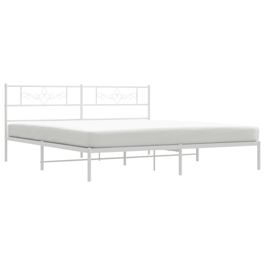 Metal Bed Frame without Mattress with Headboard White 76"x79.9"