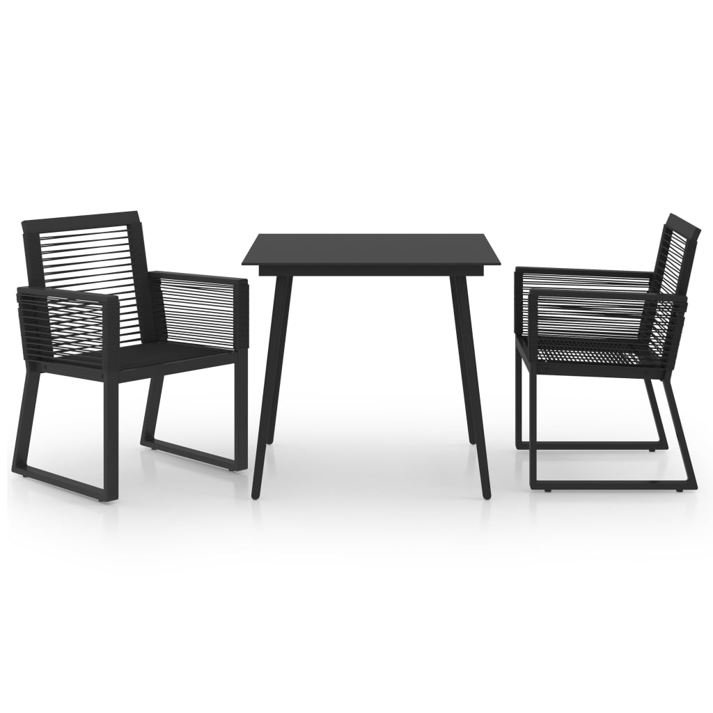 3 Piece Patio Dining Set PVC Rattan Black