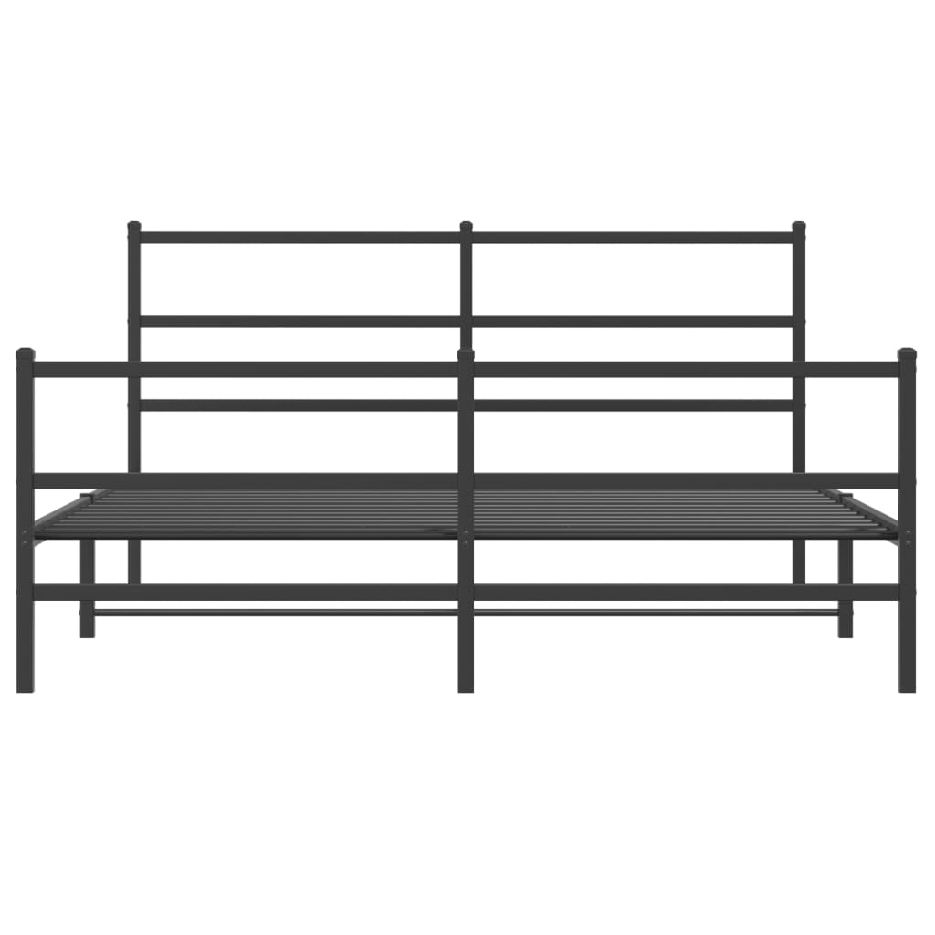 Metal Bed Frame without Mattress with Footboard��Black 59.1"x78.7"