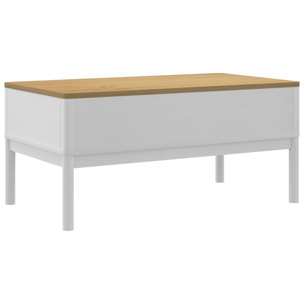 Coffee Table FLORO White 39"x21.9"x17.7" Solid Pine Wood