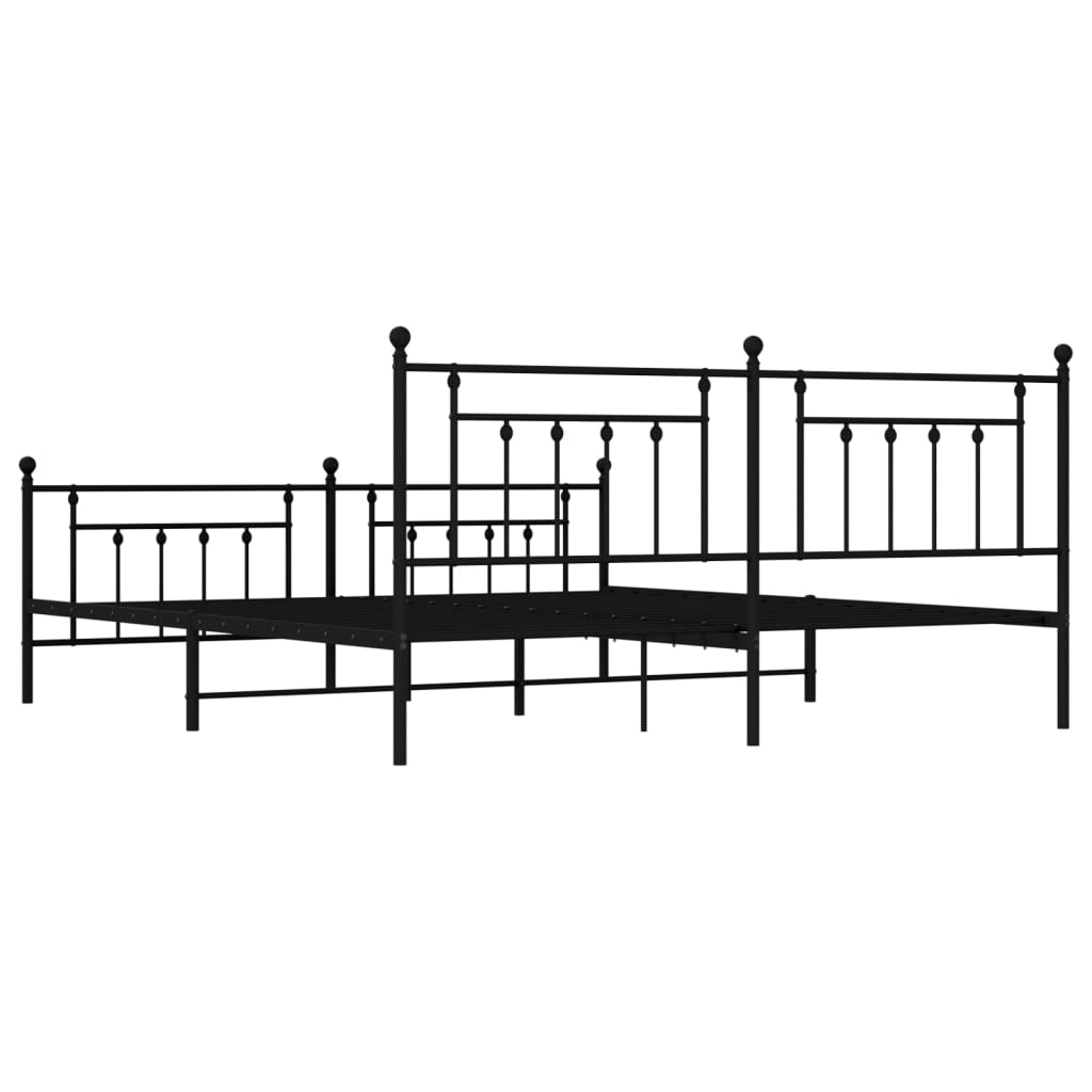 Metal Bed Frame without Mattress with Footboard Black 76"x79.9"