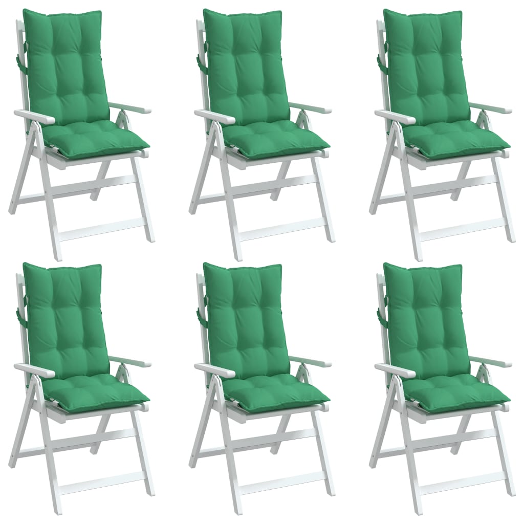 Highback Chair Cushions 6 pcs Green Oxford Fabric