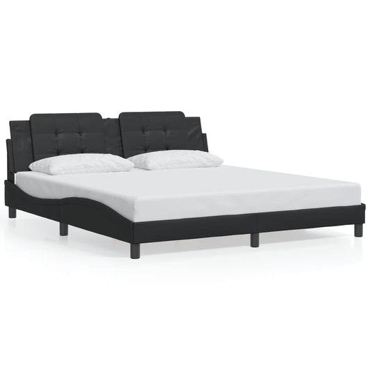 Bed Frame with Headboard Black 72"x83.9" California King Faux Leather