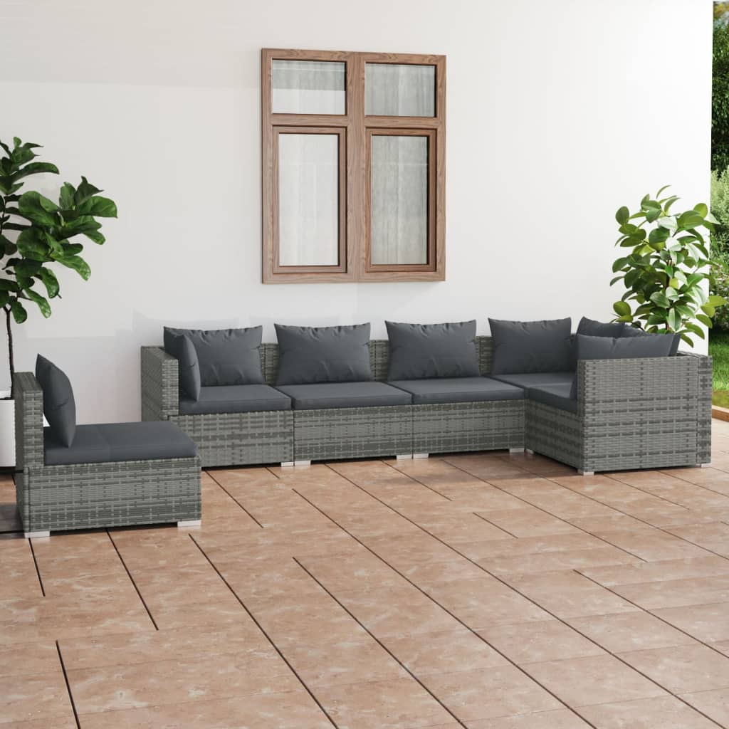 9 Piece Patio Lounge Set with Cushions Poly Rattan Black