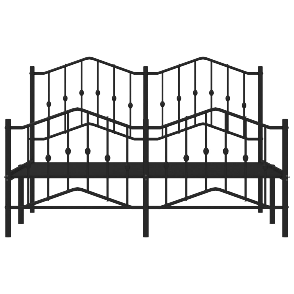 Metal Bed Frame without Mattress with Footboard Black 53.1"x74.8"