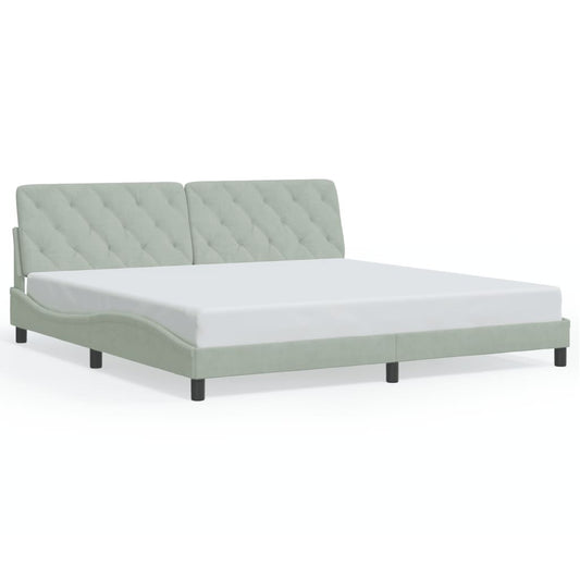 Bed Frame with LED without Mattress Light Gray 76"x79.9" Velvet