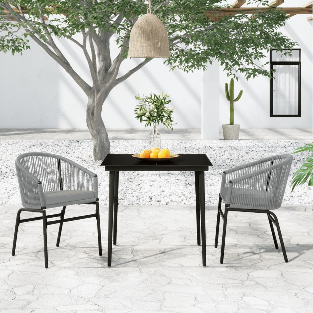 3 Piece Patio Dining Set Gray