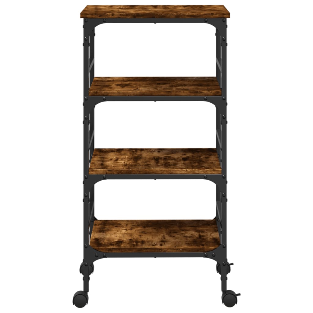 Kitchen Trolley Smoked Oak 17.7"x13.8"x35.2" Engineered Wood