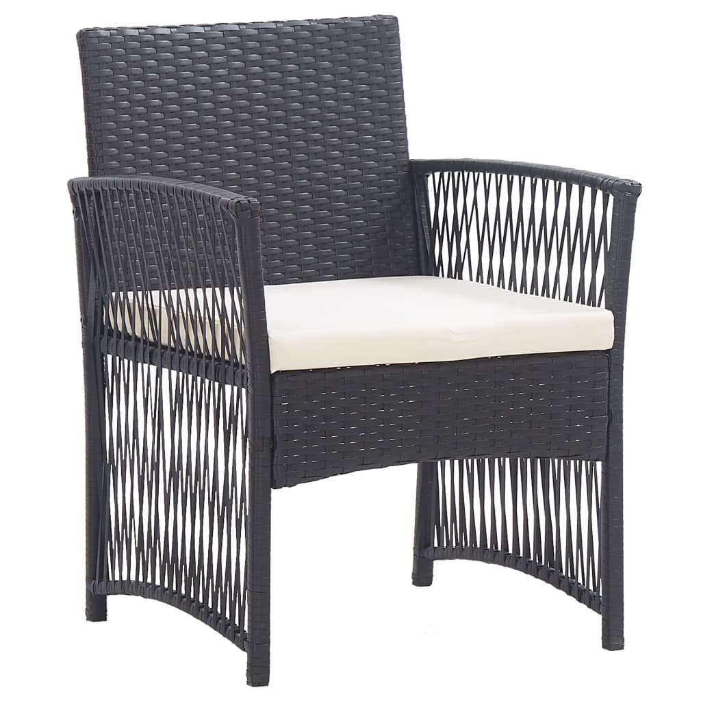 Patio Armchairs with Cushions 2 pcs Black Poly Rattan