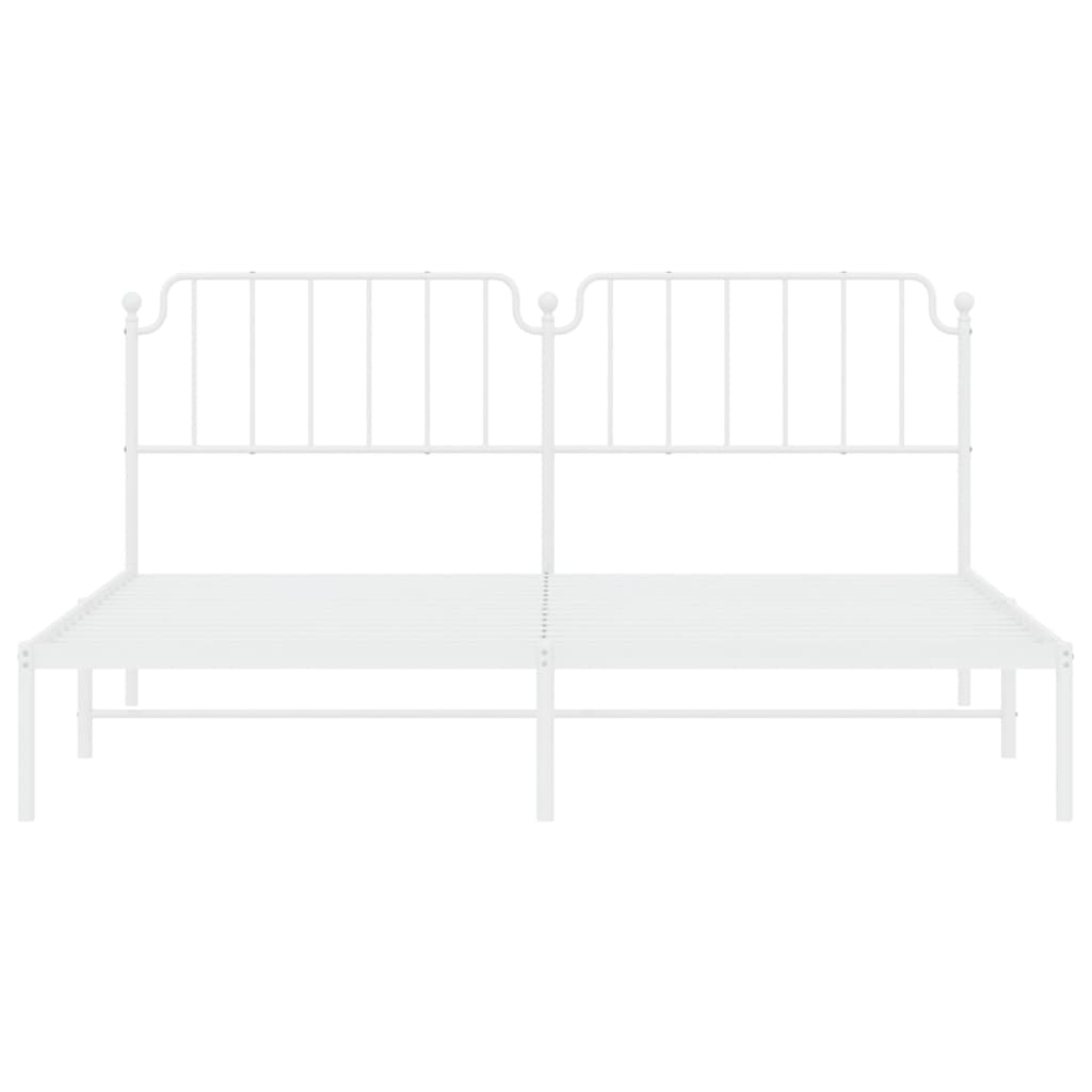 Metal Bed Frame without Mattress with Headboard White 76"x79.9"