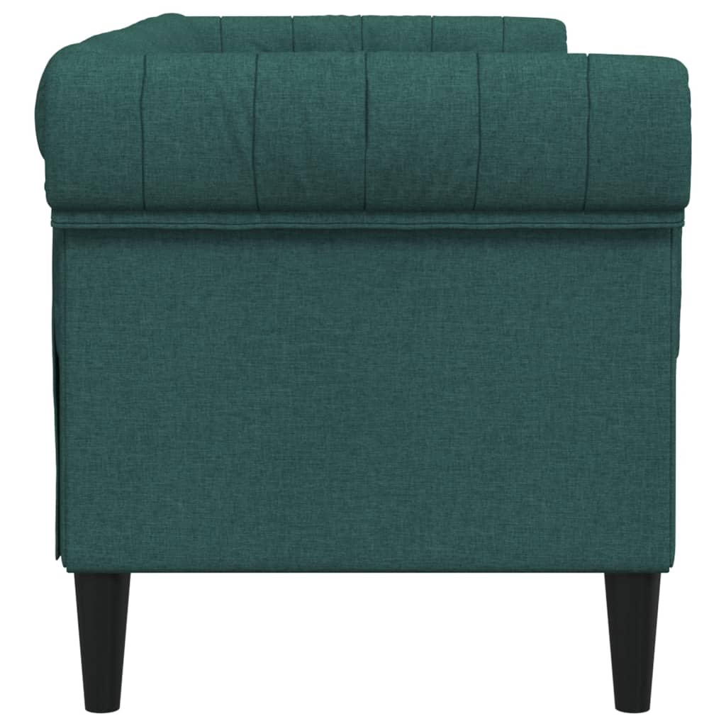 Chesterfield Sofa 2-Seater Dark Green Fabric