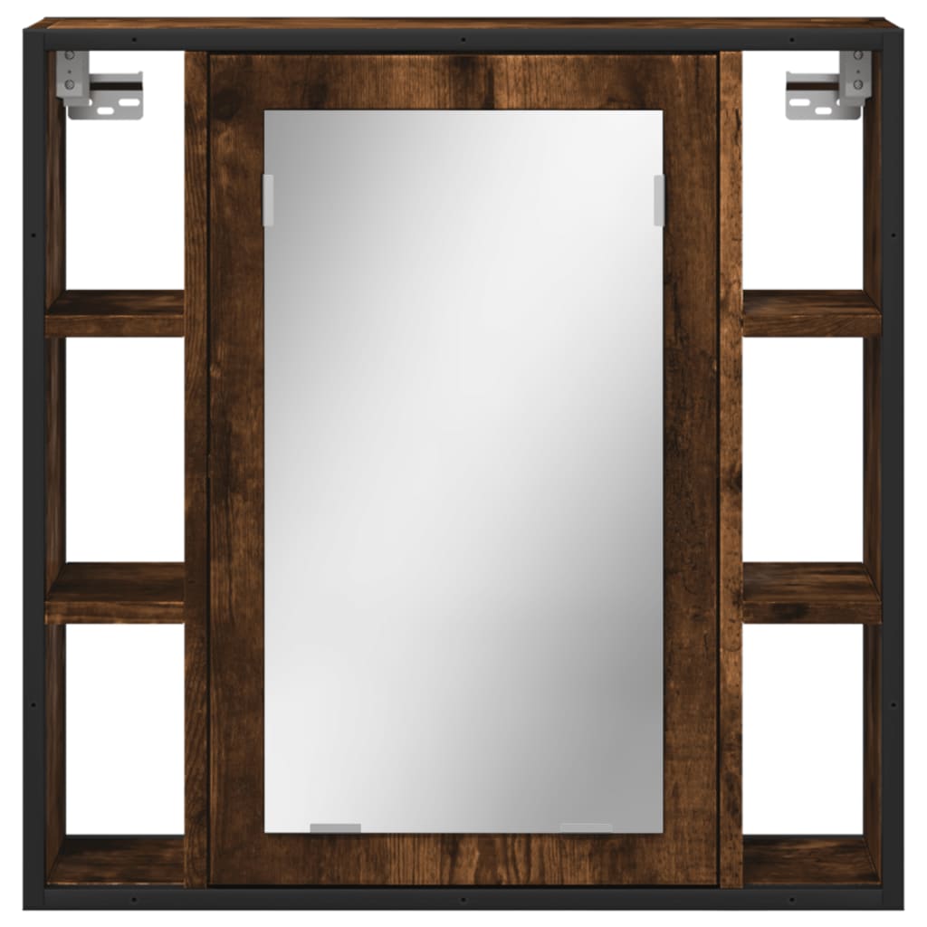 Bathroom Mirror Cabinet Smoked Oak 23.6"x6.3"x23.6" Engineered Wood